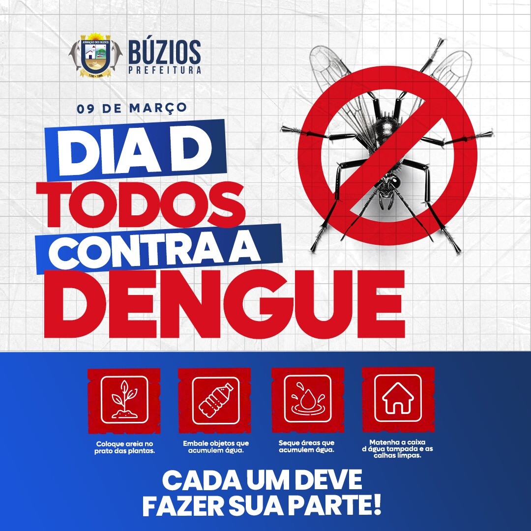 Prefeitura de Búzios promove Dia D de prevenção à dengue em 9 de março