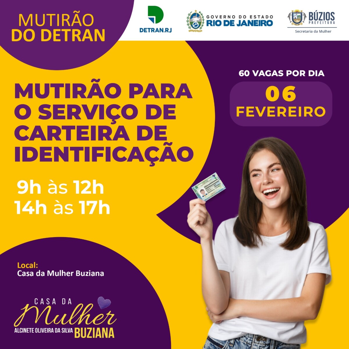 Secretaria da Mulher de Búzios realiza mutirão de serviços de identificação civil do DETRAN-RJ