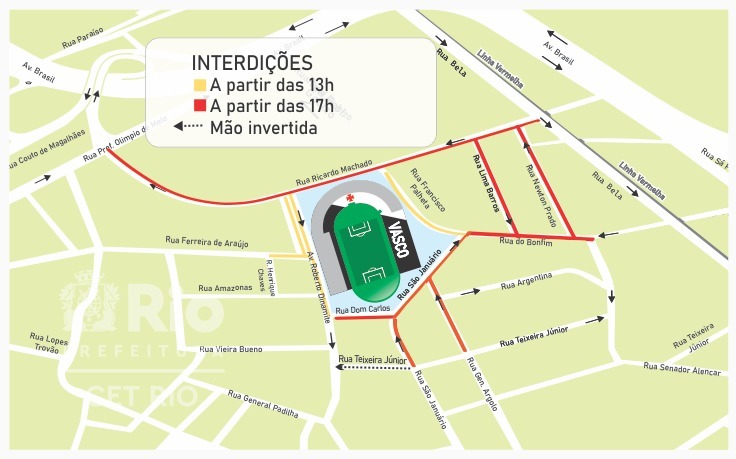 CET-Rio monta operação de trânsito para jogo entre Vasco e Água Santa em São Januário - Prefeitura da Cidade do Rio de Janeiro